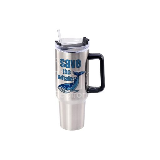 40 oz. Sublimation Stainless Steel Travel Mug with Handle and Straw