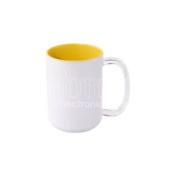 15 oz. Sublimation Inside-Colored Ceramic Mug with Clear Glass Handle