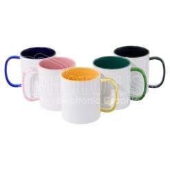 11 oz. Sublimation Inside & Handle Colored Ceramic Mug with Glass Handle