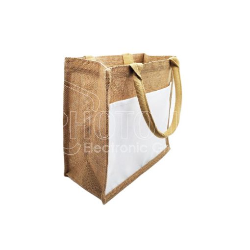Sublimation Burlap Gusset Tote Bag with White Patch