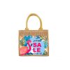 Sublimation Burlap Gusset Tote Bag with White Patch