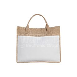 Sublimation Jute Gusset Tote Bag with White Patch