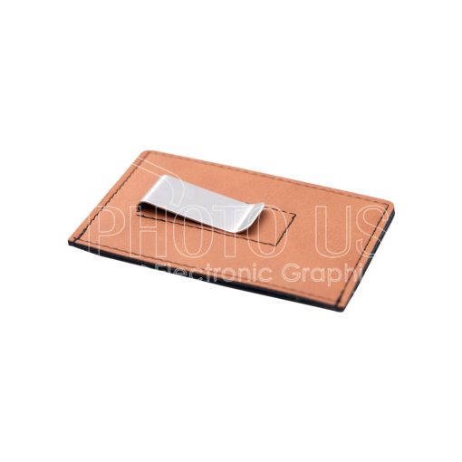 Engraving Blank PU Leather Card Holder with Money Clip