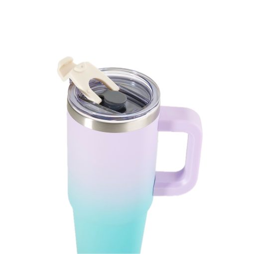 ● This gradient color travel mug is made of high-quality food-grade stainless steel. ● It has double-wall vacuum construction to keep your drinks hot or chilled for hours.