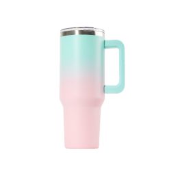 ● This gradient color travel mug is made of high-quality food-grade stainless steel. ● It has double-wall vacuum construction to keep your drinks hot or chilled for hours.