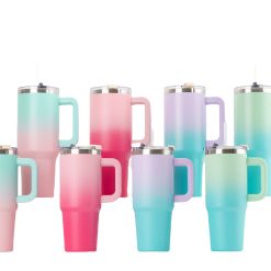 ● This gradient color travel mug is made of high-quality food-grade stainless steel. ● It has double-wall vacuum construction to keep your drinks hot or chilled for hours.