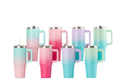 ● This gradient color travel mug is made of high-quality food-grade stainless steel. ● It has double-wall vacuum construction to keep your drinks hot or chilled for hours.